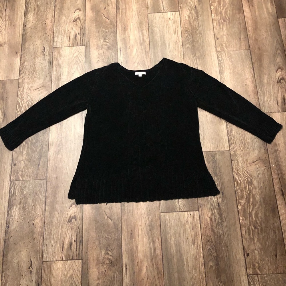 ByDesign Rich Black Cable Knit Sweater | Velvety Soft Winter Pullover | L - Picture 4 of 5